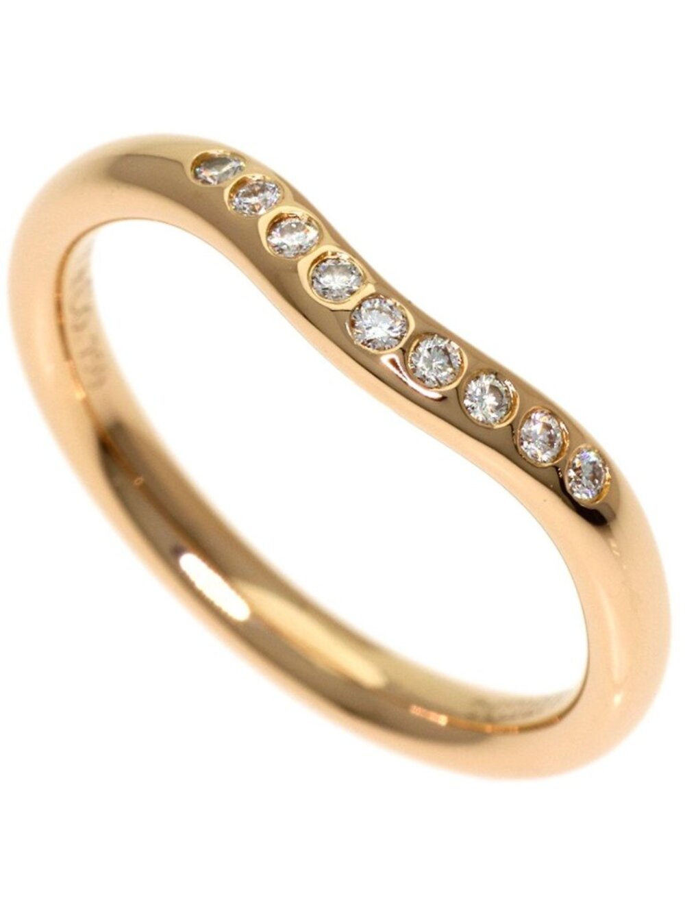 Tiffany & Co Curved Band Diamond Ring 18k Pink Gold